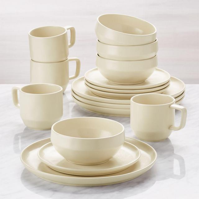 Visto 16-Piece Cream Stoneware Dinnerware Set