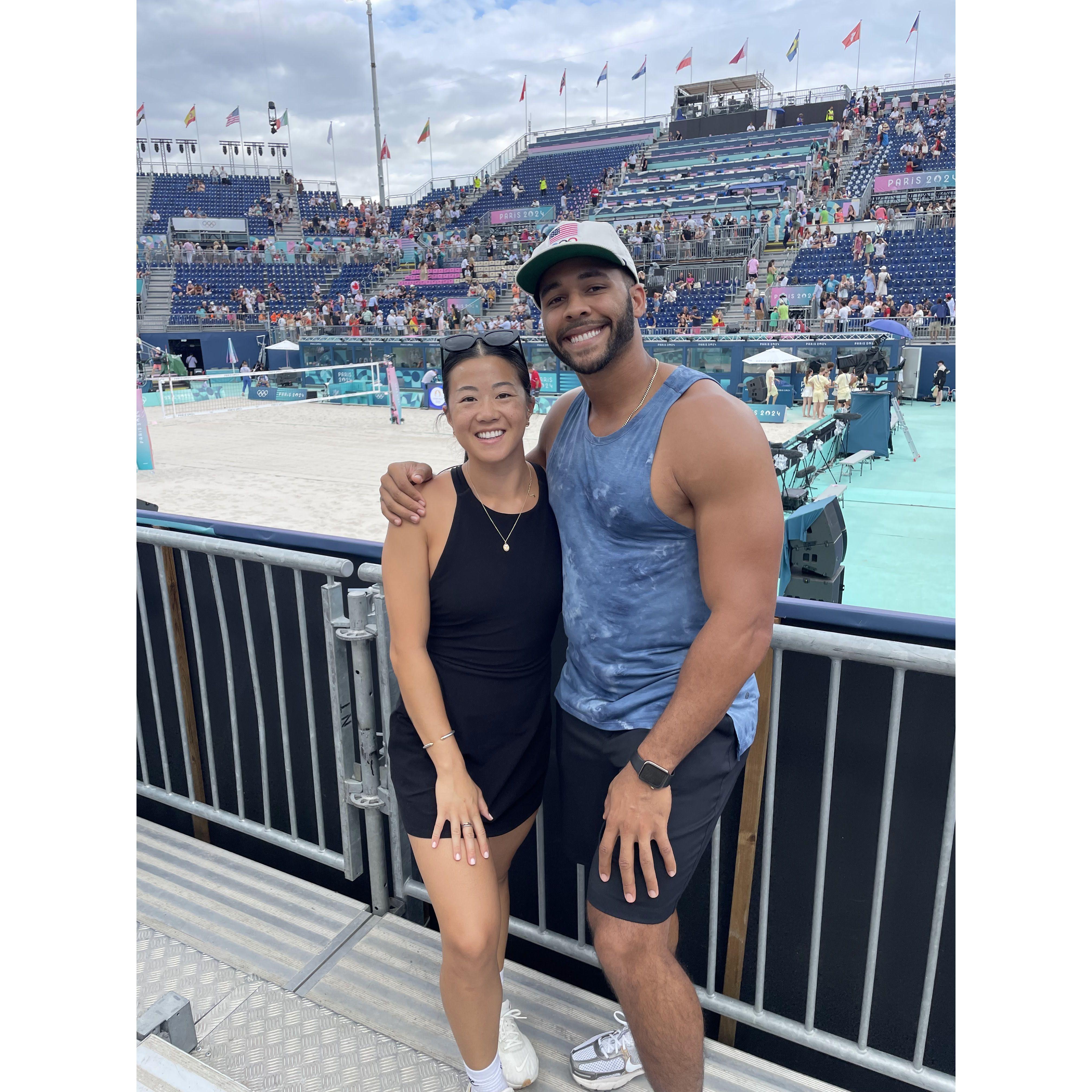 At the Paris Olympics, watching Haley's favorite sport, Beach Volleyball!