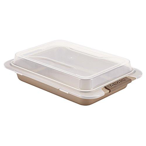 Anolon 52838 Bronze Nonstick Baking Pan With Lid / Nonstick Cake Pan With Lid, Rectangle - 9 Inch x 13 Inch, Brown