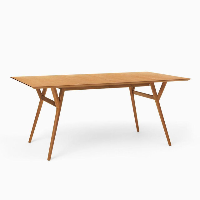 Mid-Century 60-80" Expandable Dining Table, Acorn