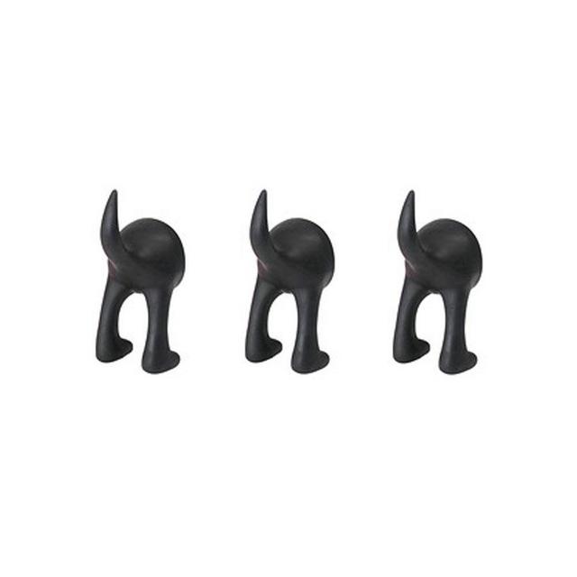 Ikea Set of 3 Dog Tail Hooks Hat Coat Key Wall Mounted Hanger (Black)