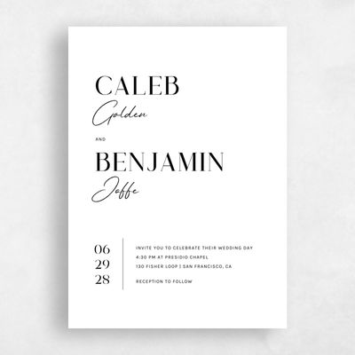 Black Landscape Wedding Invitation - Latona Portrait Letterpress