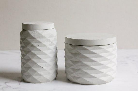 Storage Jars for Kitchen-Bathroom Storage Jars-Decorative Storage with Lid-Concrete Kitchen Decor-Minimalist Kitchen