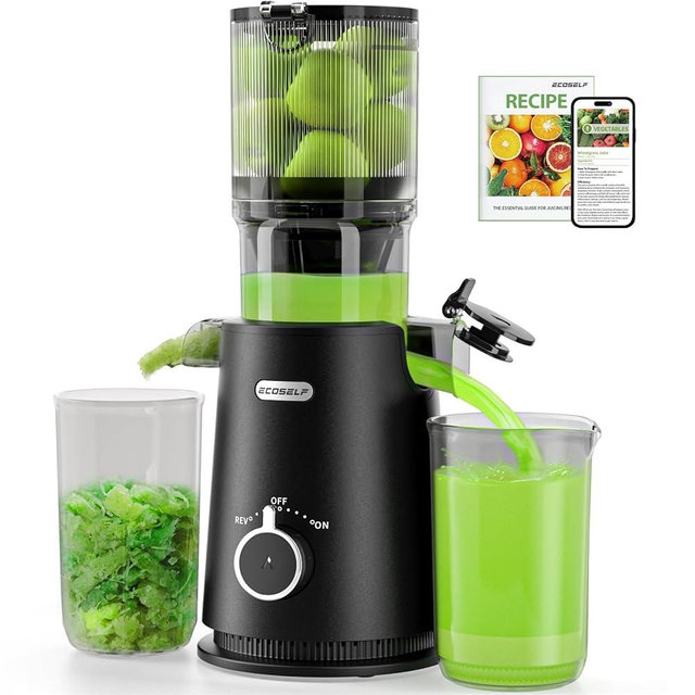 ECOSELF Cold Press Juicer Easy to Clean, with Wide Mouth & Large Feed Chute, Professional Juicer Machines For Whole Fruits & Vegetables, Self Feeding for Juice Extractor Machine, High Juice Yield