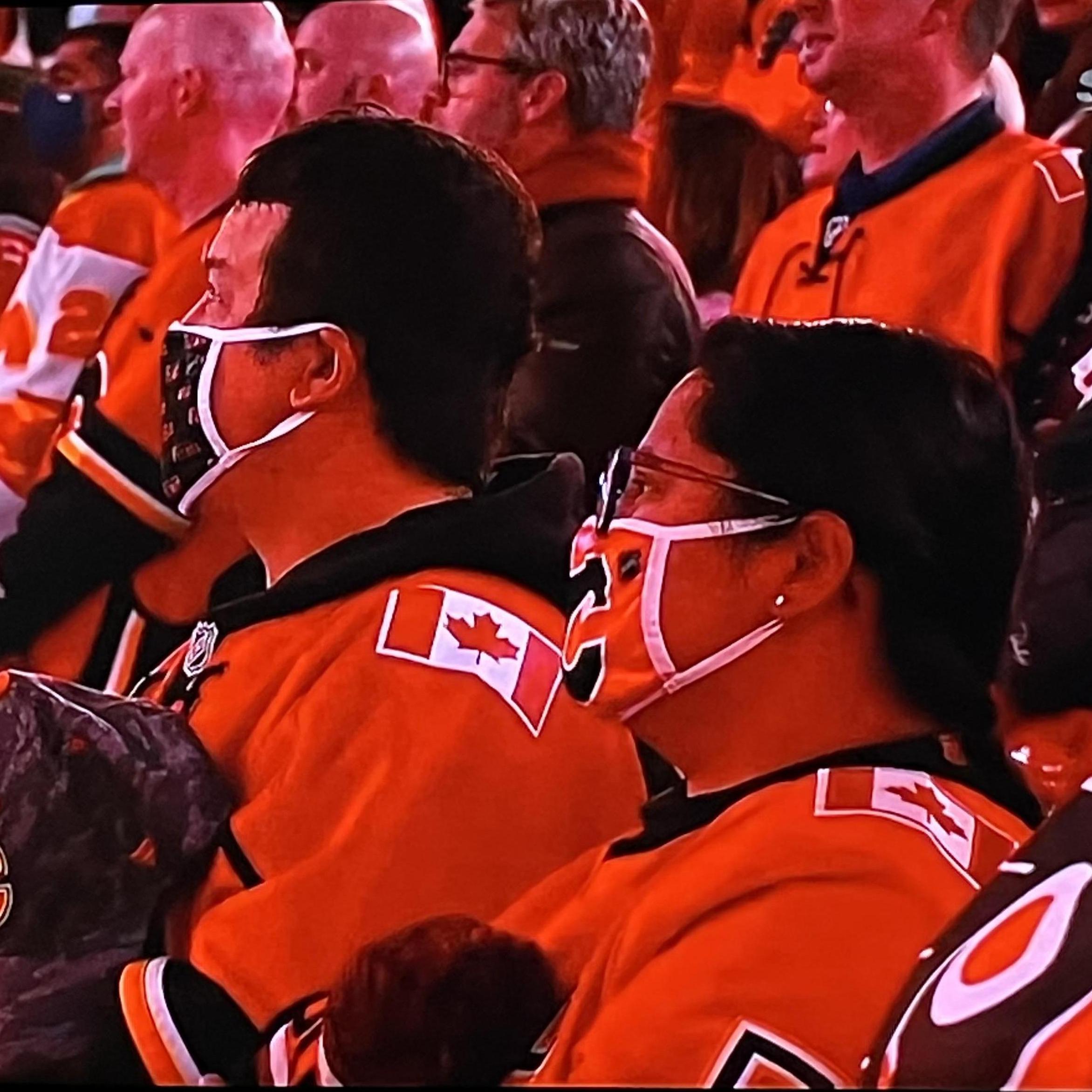 Caught on camera during Hockey Night in Canada,Go Flames Go!