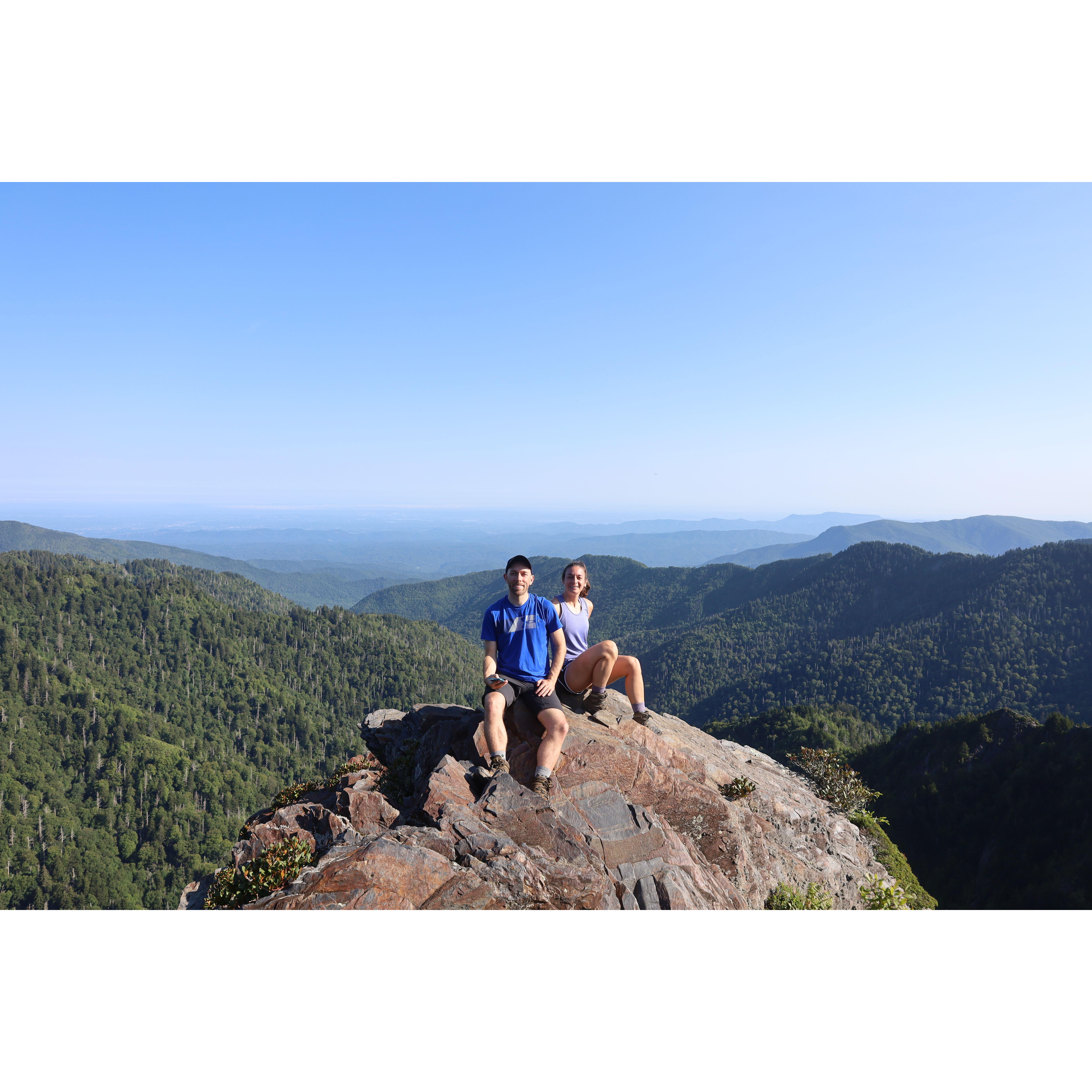 Sitting on Charlies Bunion in Great Smoky Mountains National Park.