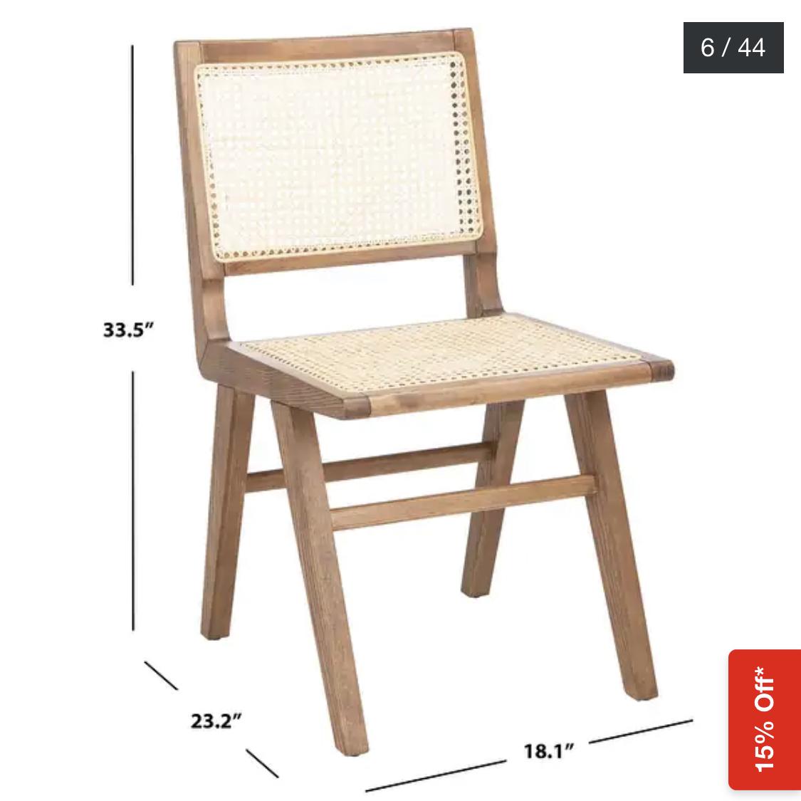SAFAVIEH Couture Hattie French Cane Dining Chair (Set of 2) WALNUT color - 18.1" W x 23.2" L x 33.5" H