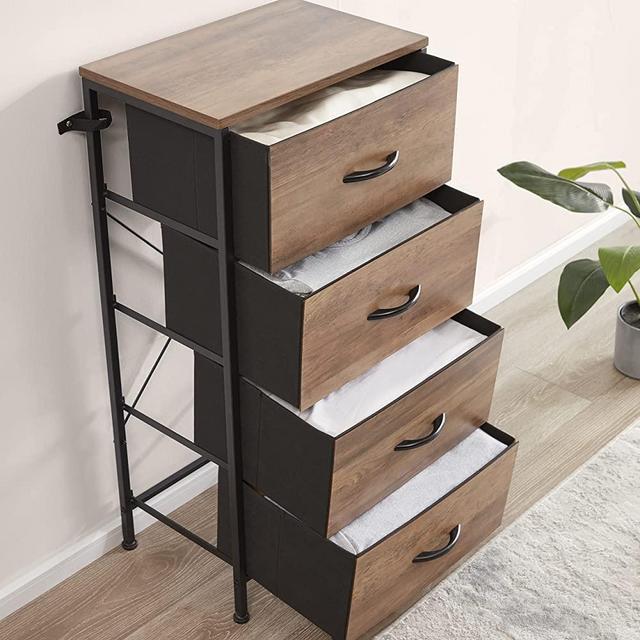 EAST OAK Dresser for Bedroom 4 Chest of Drawers with Anti-Tip Design & Adjustable Feet, Nightstand Wide Closet Storage Tower for Living Room, Entryway, Hallway, Nursery, Kid, Brown