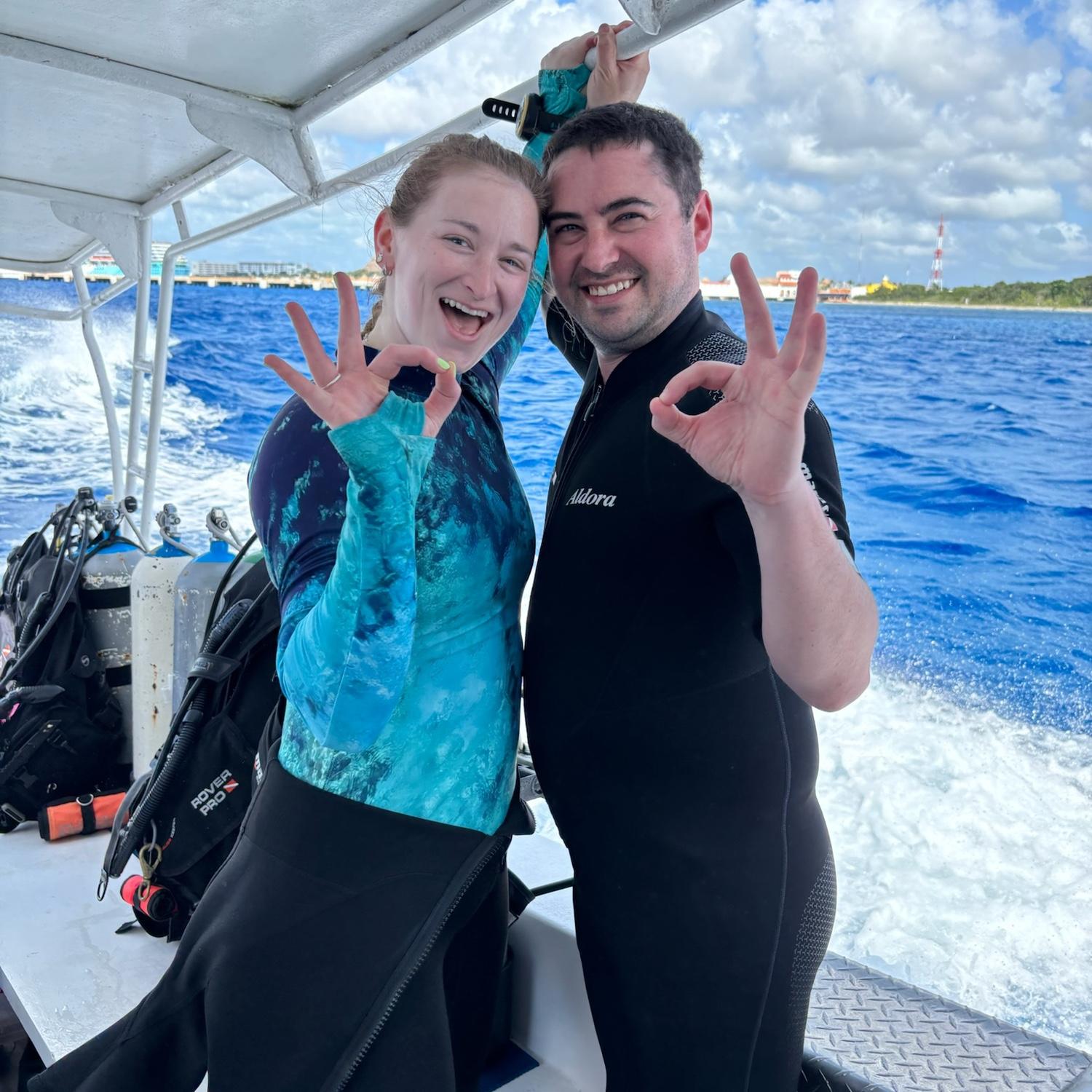Pre-first scuba dive together; Cozumel March 2025