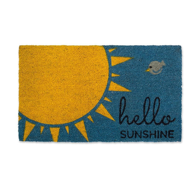 DII Indoor/Outdoor Natural Coir Fiber Spring/Summer Doormat, 18x30, Hello Sunshine
