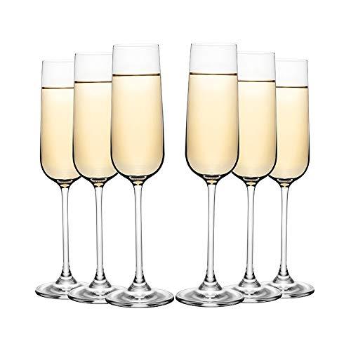 Champagne Flutes,Set of 6,Lead-free Clear Crystal Glass,8.5-Ounces,White Wine,Champagne Glasses,Stem,For Weddings,Parties,Celebrations