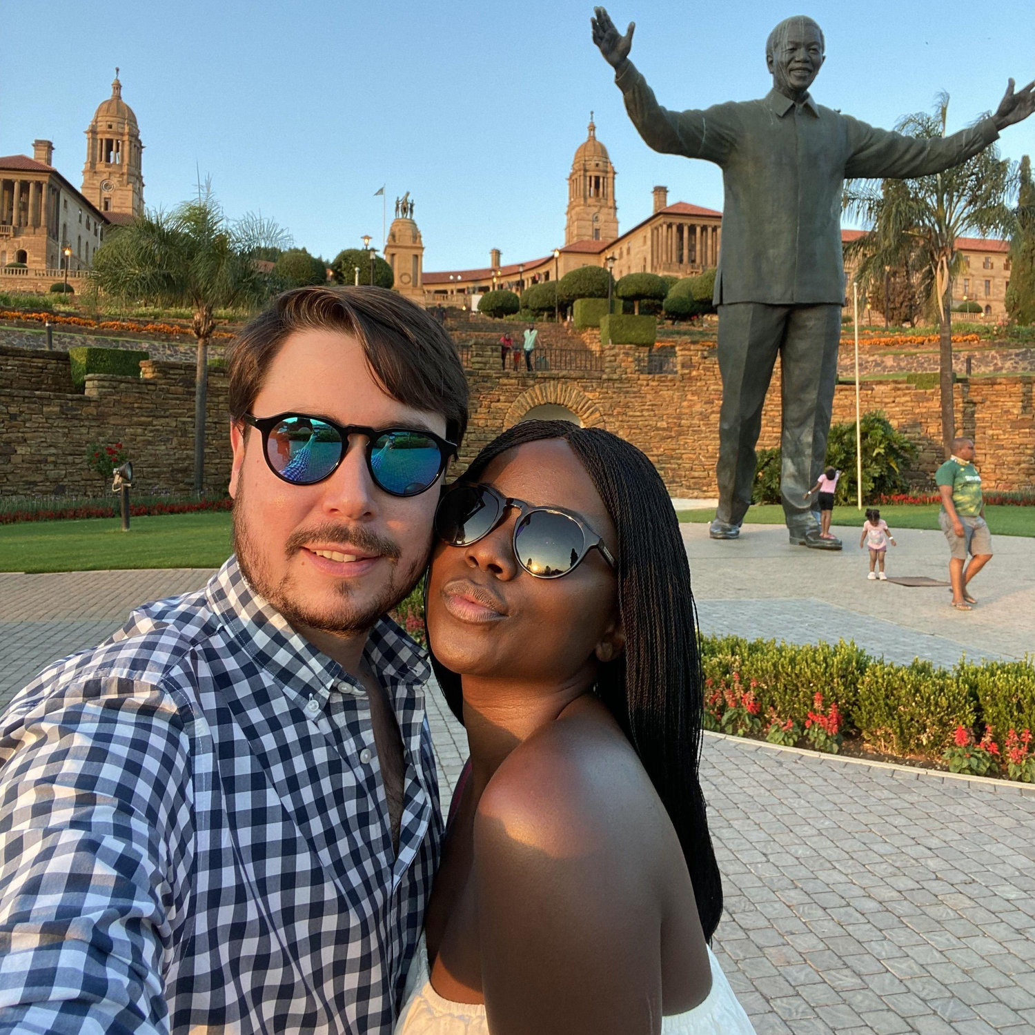 Captured in a statue of Nelson Mandela located at the historic Union Buildings in Pretoria, South Africa.