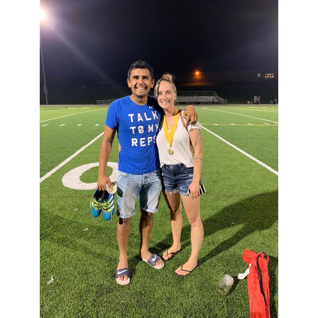 After his team won a soccer championship. July 2019.