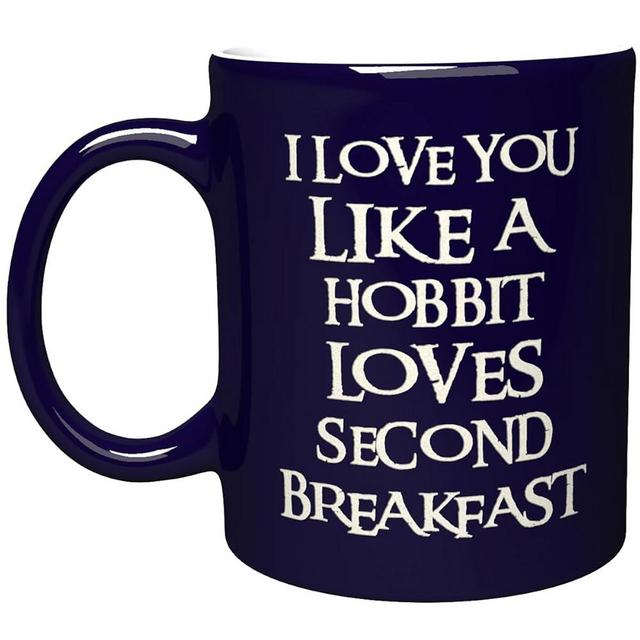 NM NEXTMUG Funny Engraved CeramicMug - I Love You Like a Hobbit Loves Second Breakfast - Inspirational and Sarcasm Gift Cup for Wife Husband Mom Dad