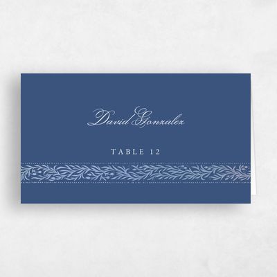 Dark Cobalt, Blue Wedding Place Card - Viridian