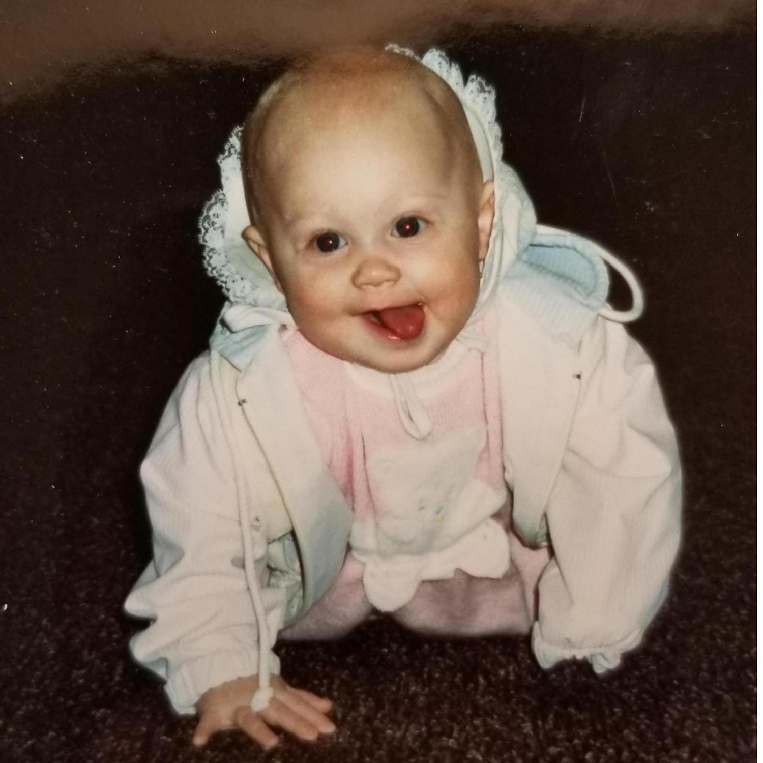 Mary as a baby...no hair, dont care!