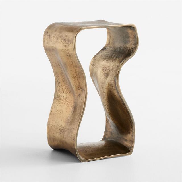 Expressionist Burnished Brass Cast Aluminum 12" Drink Table
