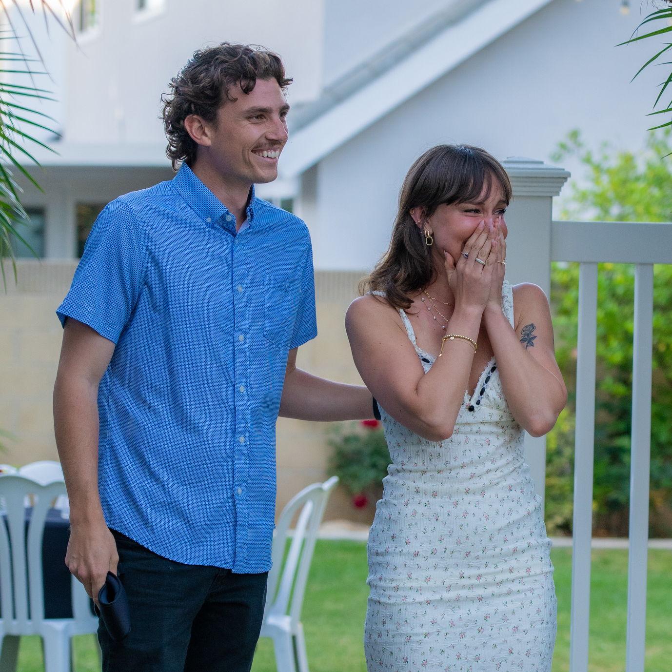 The shock of seeing all of our family & friends at our engagement!