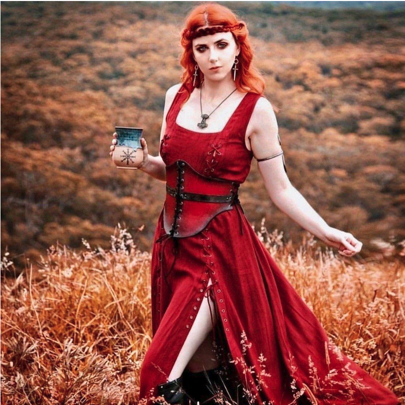 Viking wearing Demeter Maxi Dress by Holy Clothing