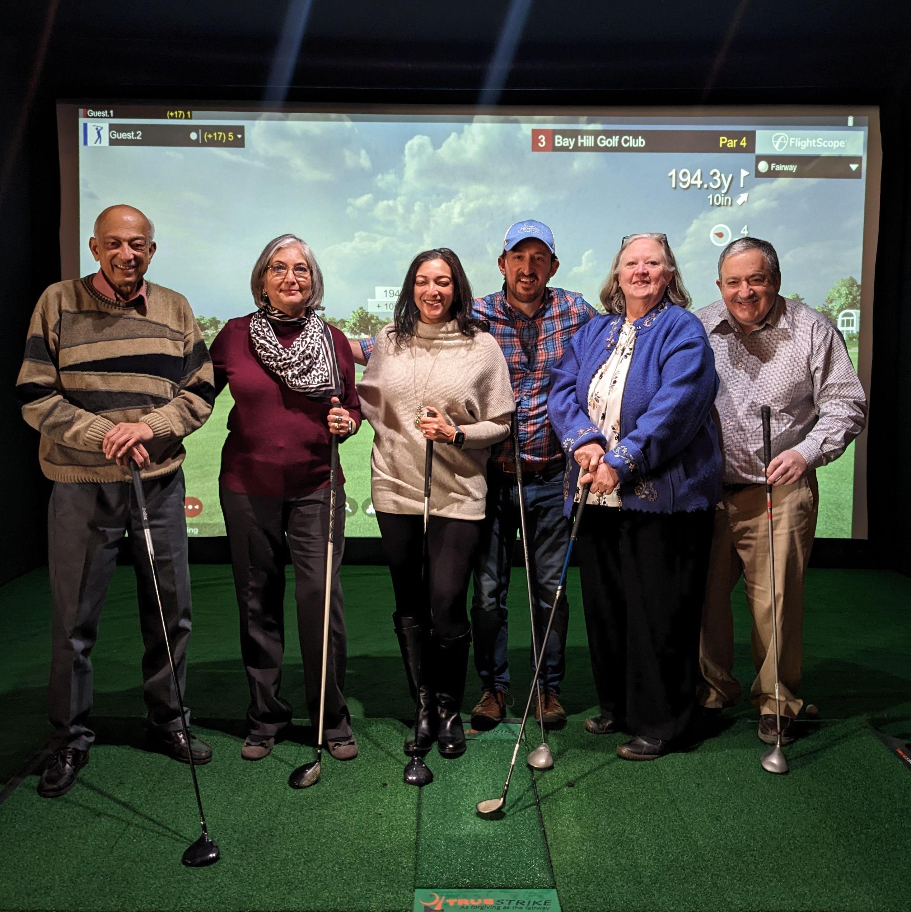 With our folks after playing a virtual round of golf at Pebble Beach!