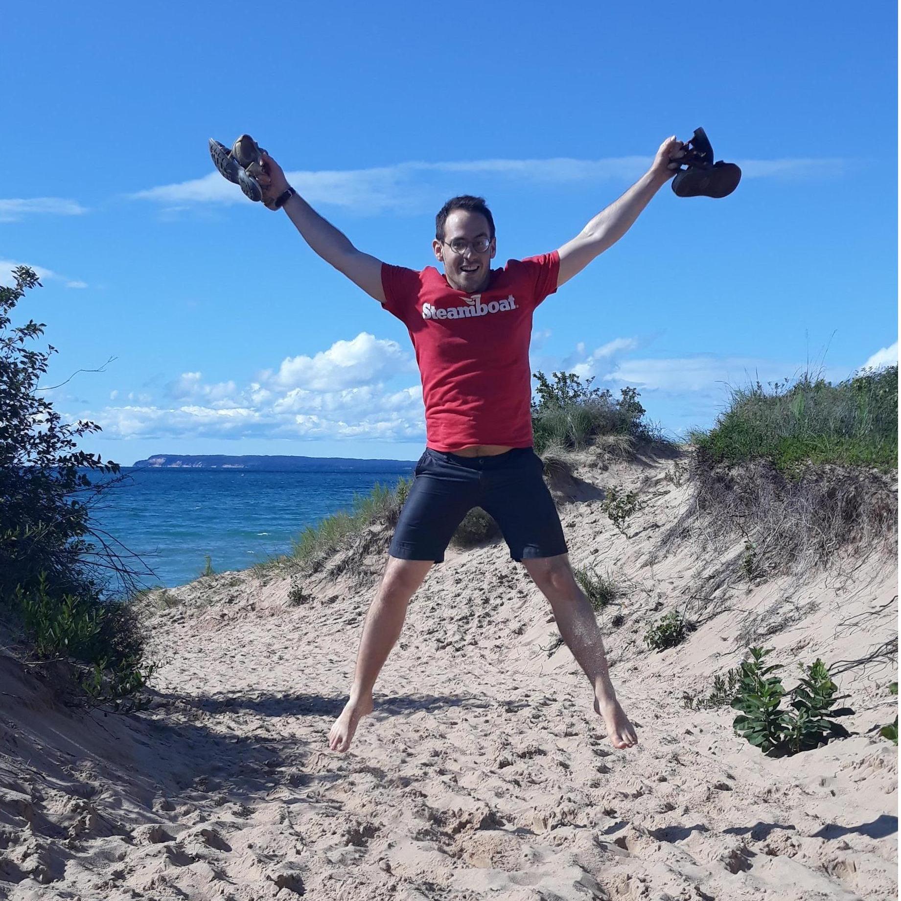After hours of sand-dune hiking, thalassa, thalassa!! The sea, the sea!!