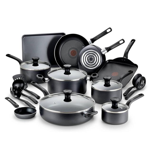 T-fal Simply Cook 20pc Nonstick Cookware Set with Thermospot Gray