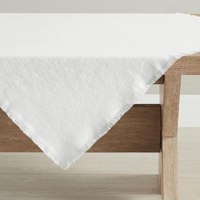 Frayed Linen Table Throw - White