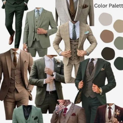 We are requesting that the gentlemen attending the wedding dress in a suit and tie, that match our color scheme. Forest Jewel Tones is the color theme