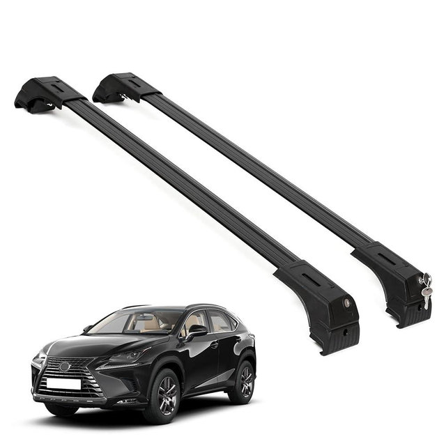 ERKUL Roof Rack Cross Bars for 2015-2021 | Aluminum Crossbars with Anti Theft Lock for Rooftop | Compatible with Flush Rails - Black