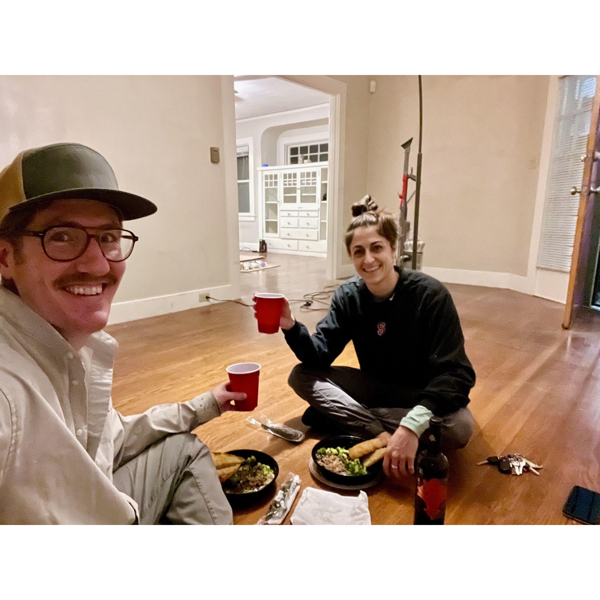 Enjoying one last meal in John's O Street home before moving in together.