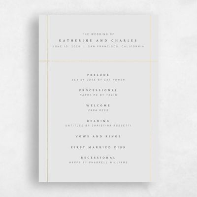 Light Gray, Grey Wedding Program - Corwin Foil
