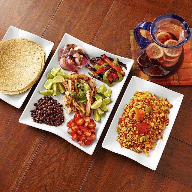 Amelia Over And Back Set Of 3 Porcelain Serving Large & Small Platters