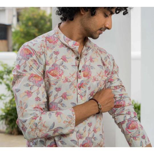 Spring patterns and mixed colors on men's Kurta