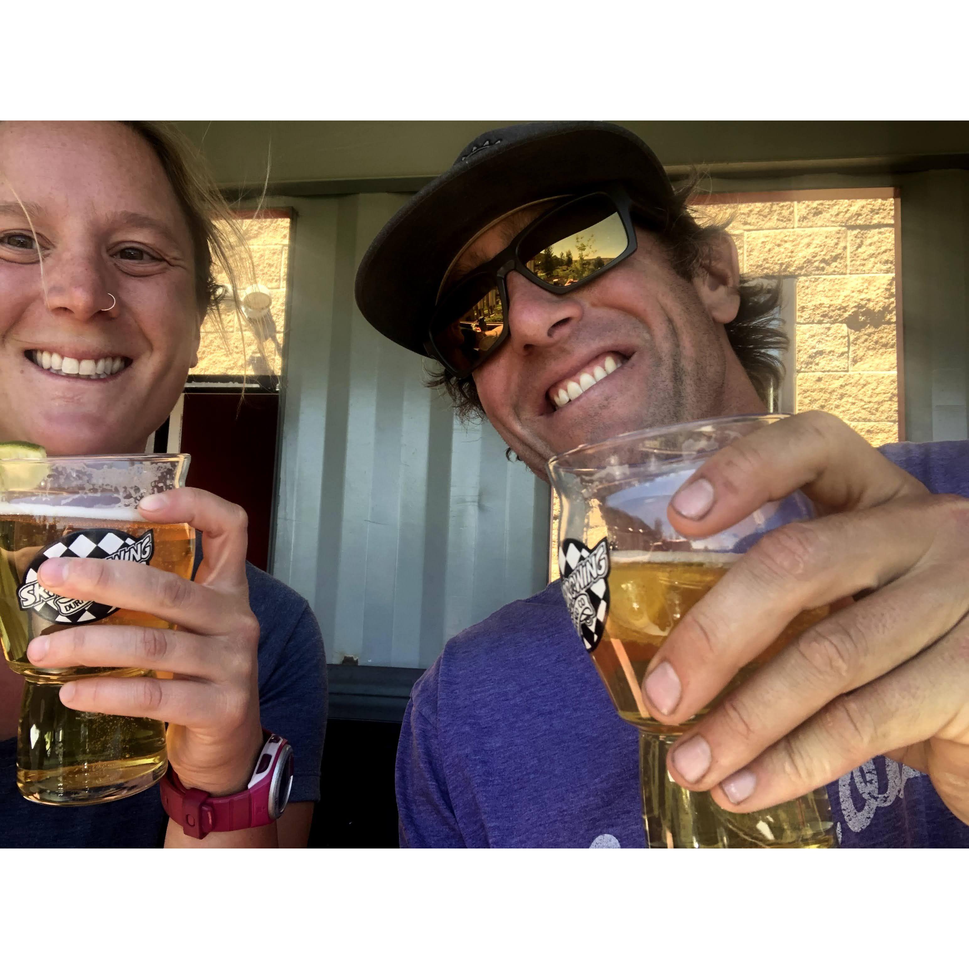 Enjoying a beer at Ska Brewery in Durango, CO.