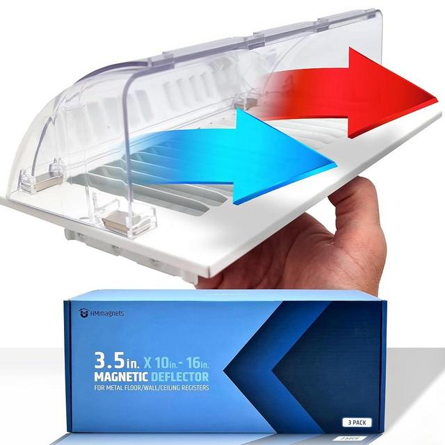 Powerful Magnetic Vent Air & Heat Deflector (3 Pack) for Ceiling, Floor and Wall - Will Never Fall Off - Adjustable from 9.2” to 16” - Super Strong Neodymium Magnets (Upgraded Design) | Patent Pending