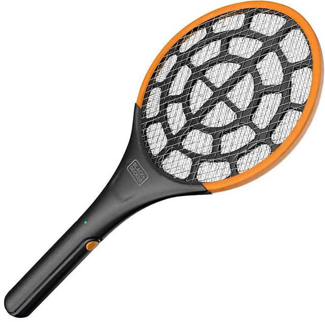Black + Decker Electric Fly Swatter | Large Handheld Indoor & Outdoor Mosquito & Bug Zapper with Battery-Powered Mesh Grid & Heavy-Duty Tennis Racket Design | Non-Toxic, Safe for Humans & Pets