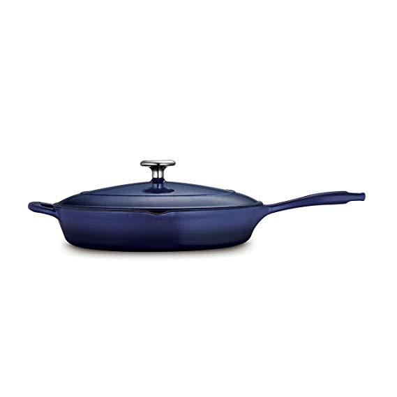 Tramontina 80131/068DS Enameled Cast Iron Covered Skillet, 12-Inch, Gradated Cobalt