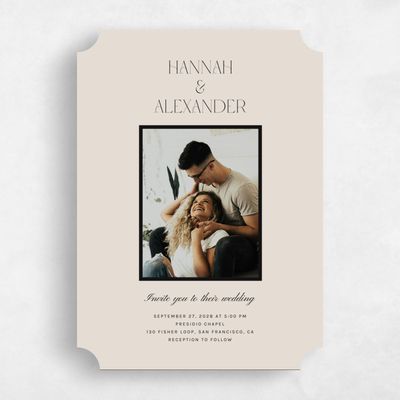 Beige Ticket Wedding Invitation - Jet Photo