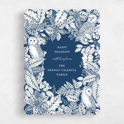 Blue Scalloped Holiday Card - Higbee Frame