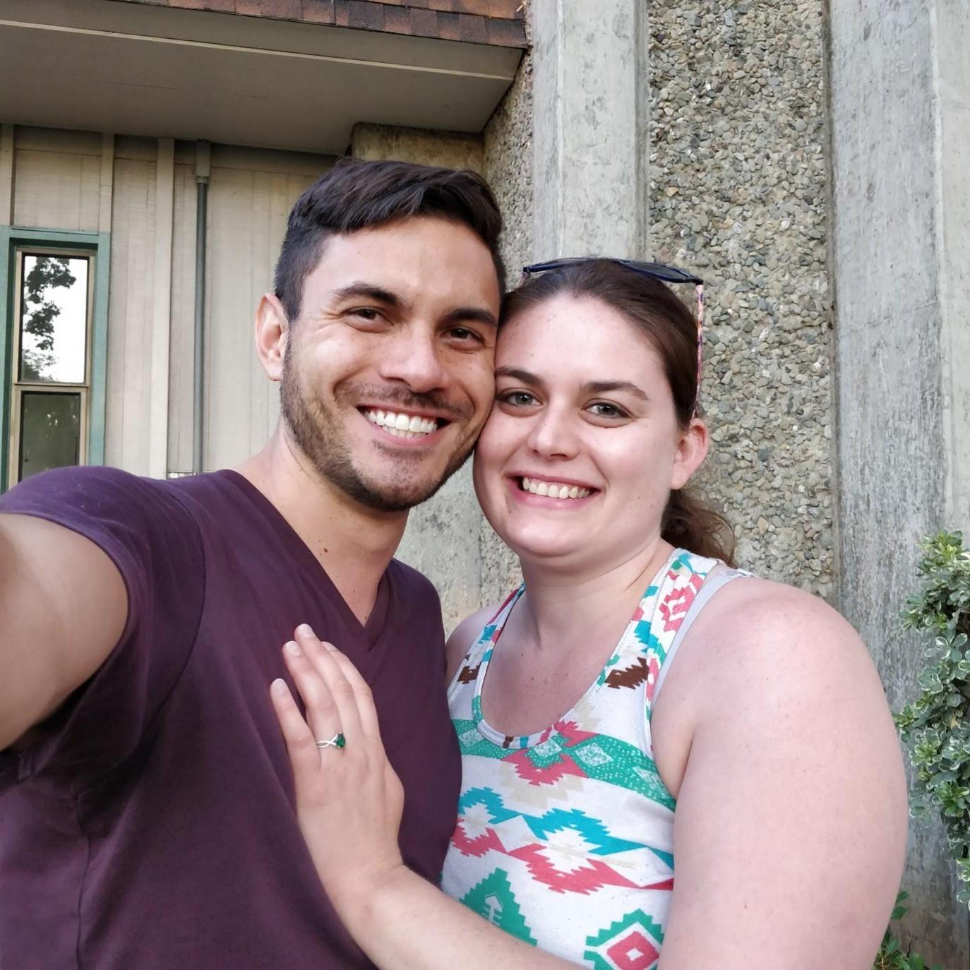 Right after we got engaged on the back lawn of our church