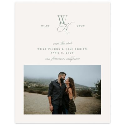 Light Oatmeal, Beige Wedding Digital Save the Date - Lux Portrait