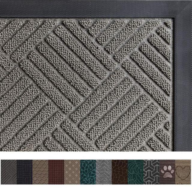 Gorilla Grip Original Durable Rubber Door Mat, 29x17, Heavy Duty Doormat, Indoor Outdoor, Waterproof, Easy Clean, Low-Profile Mats for Entry, Garage, Patio, High Traffic Areas, Gray Diamond