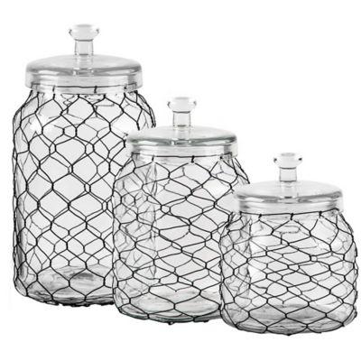 Home Essentials & Beyond Chicken Wire Wrapped 141 oz. Clear Canister