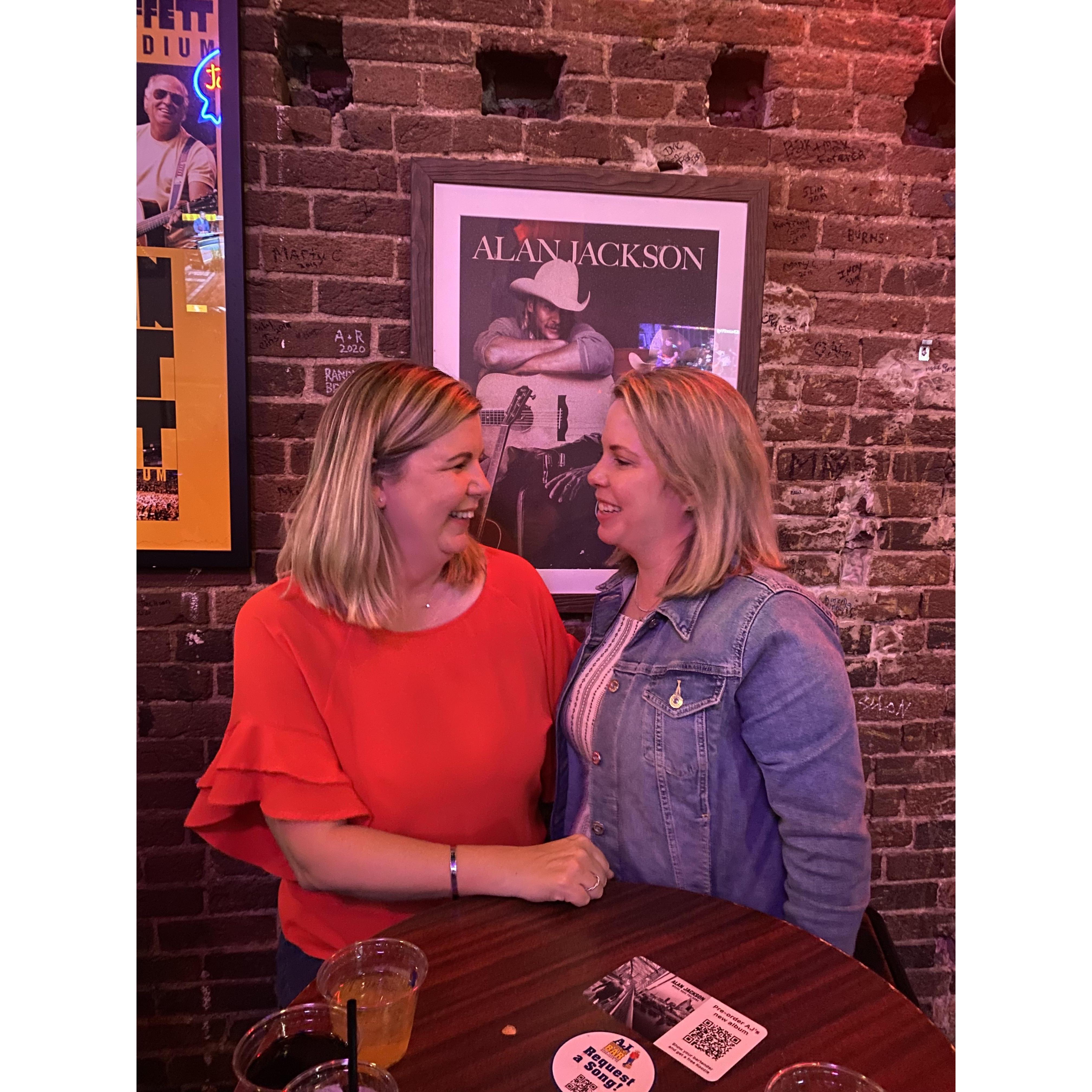 Having fun at Alan Jackson's bar in Nashville.