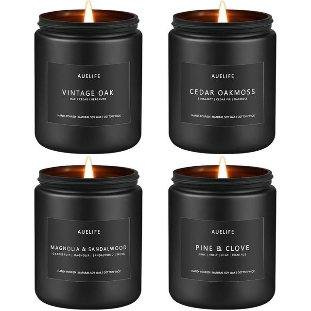 Scented Candles Set | Candle Gifts for Men - Soy Candles for Home Scented, Masculine Candle - 4 Pack Aromatherapy Candle Scents of Vintage Oak/Magnolia & Sandalwood/Cedar Oakmoss/Pine & Clove
