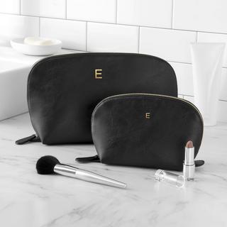 Personalized Black Vegan Leather 2-Piece Travel Set