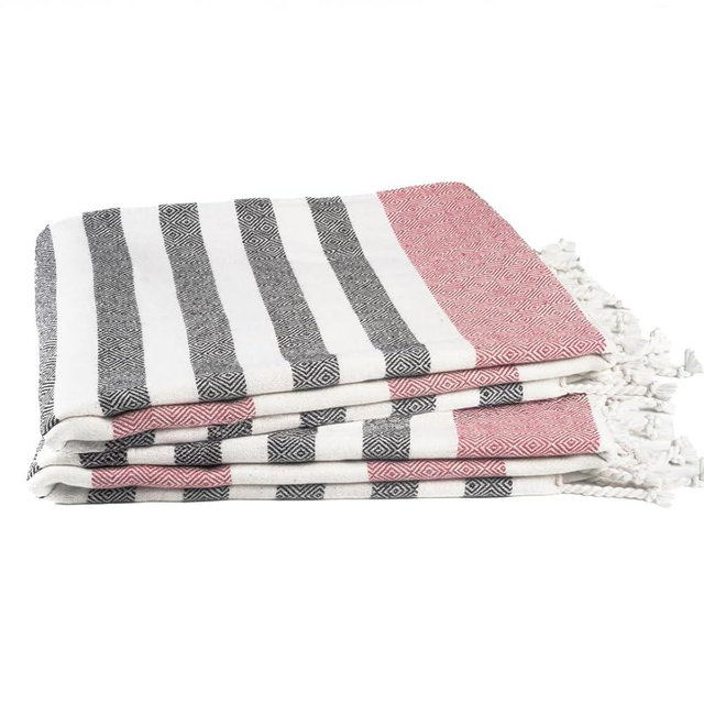 9Threads Cotton Turkish Beach Towel with Towels Oversized 36"x72" Pool Absorbent Extra Large Quick Dry Sand Travel Towel (Brick Noir, 2 Pack)