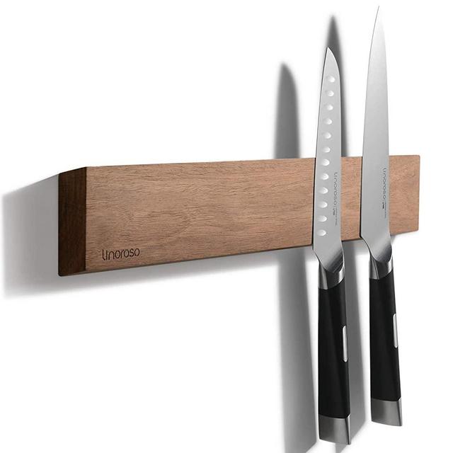 Linoroso 16.5'' Magnetic Knife Holder for Wall, Powerful Acacia Wood Magnetic Knife Strip Knife Rack for Kitchen Knives & Tools