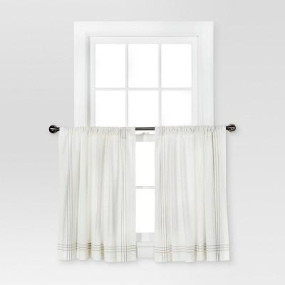 Curtain Tiers - Cream/Gray Plaid Border - Threshold™