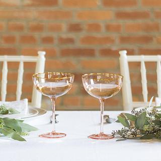 Personalized 8 Oz. Blush Rose Gilded Rim Coupe Flutes